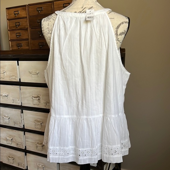 NWT Loft White Eyelet Halter Peplum Ruffle Tank - Picture 5 of 9